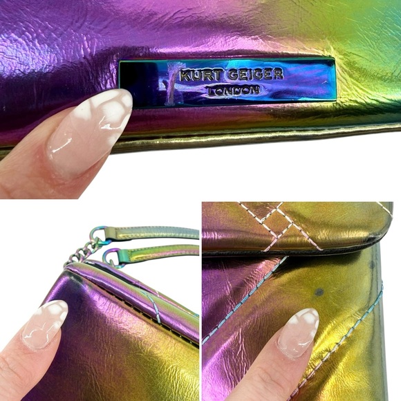 Kurt Geiger Kensington Rainbow Quilted Leather Eagle Chain Shoulder Bag Designer - Picture 15 of 16